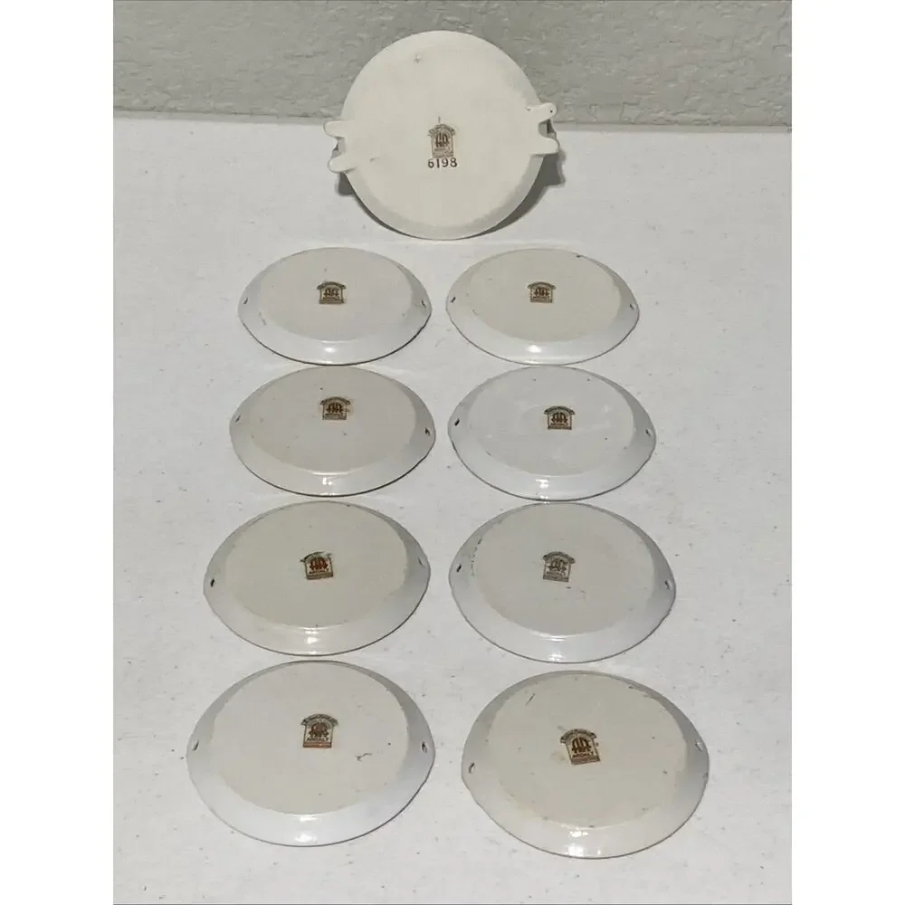 Vtg Lenwile Ardalt Hand Painted 3.5” Coasters With Caddy Occupied Japan Set Of 8